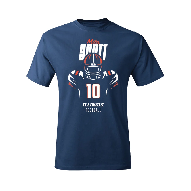 Personalized Football Jersey-Navy Illinois Silhouette Tee  - Miles Scott