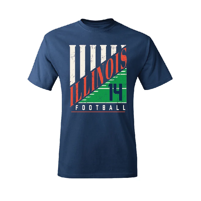 Football Jersey for Sports Event Fans-Navy Illinois Columns Tee    - Xavier Scott