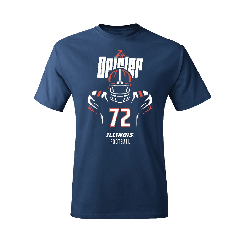 Football Jersey for Comfortable Fit for Kids and Adults-Navy Illinois Silhouette Tee    - Zy Crisler