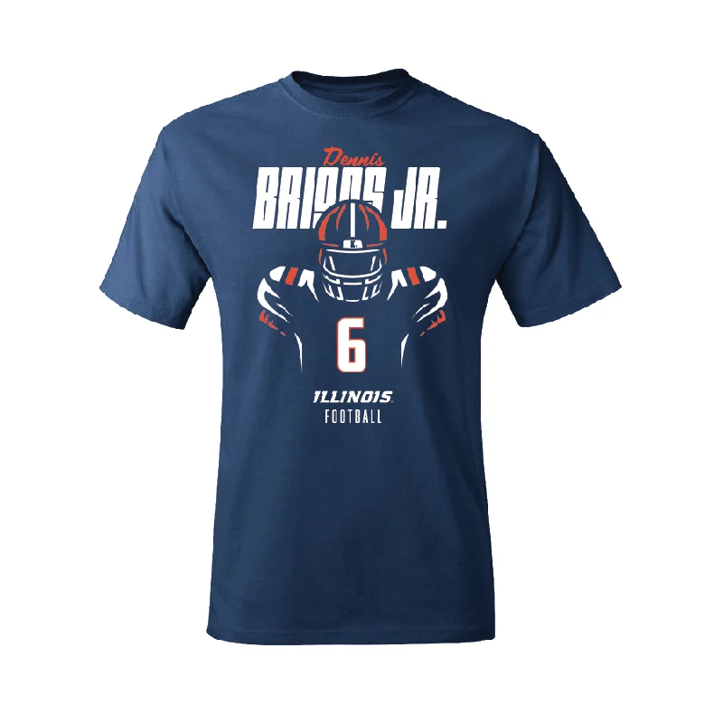 Football Jersey for Custom Sports Event Jerseys-Navy Illinois Silhouette Tee  - Dennis Briggs Jr.