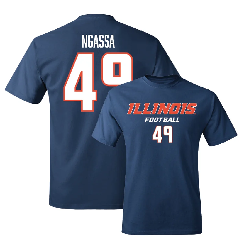 Football Jersey for Custom Numbering and Names-Navy Illinois Classic Tee    - Harrysson Ngassa