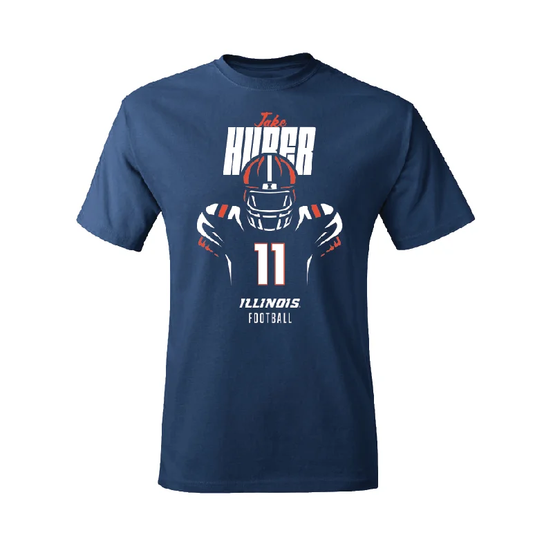 Football Jersey for Comfortable Cotton Design-Navy Illinois Silhouette Tee    - Jake Huber