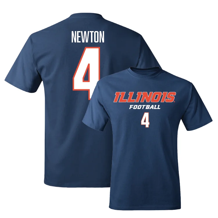 Football Jersey for Softball and Football Fan Gear-Navy Illinois Classic Tee - Johnny Newton #4