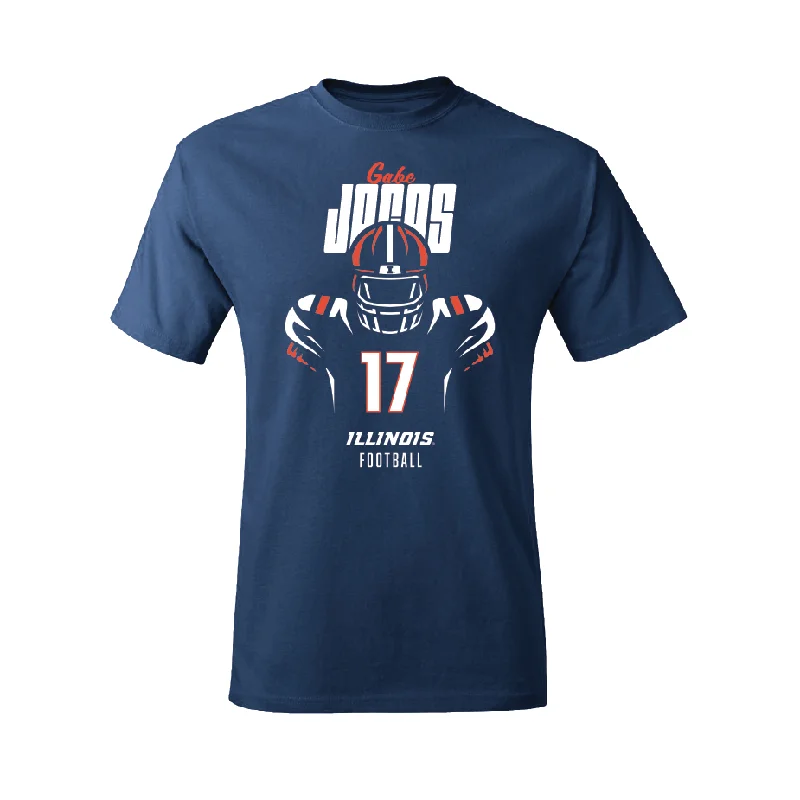 Football Jersey for Game Day Apparel-Navy Illinois Silhouette Tee    - Gabe Jacas