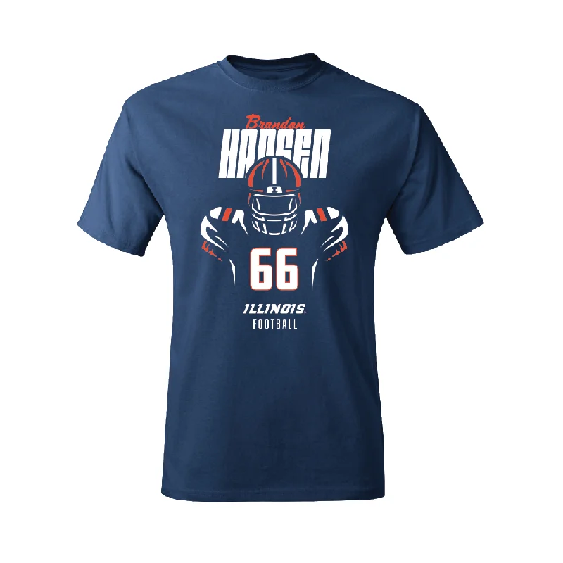 Football Jersey for Custom Logos for Football Teams-Navy Illinois Silhouette Tee  - Brandon Hansen