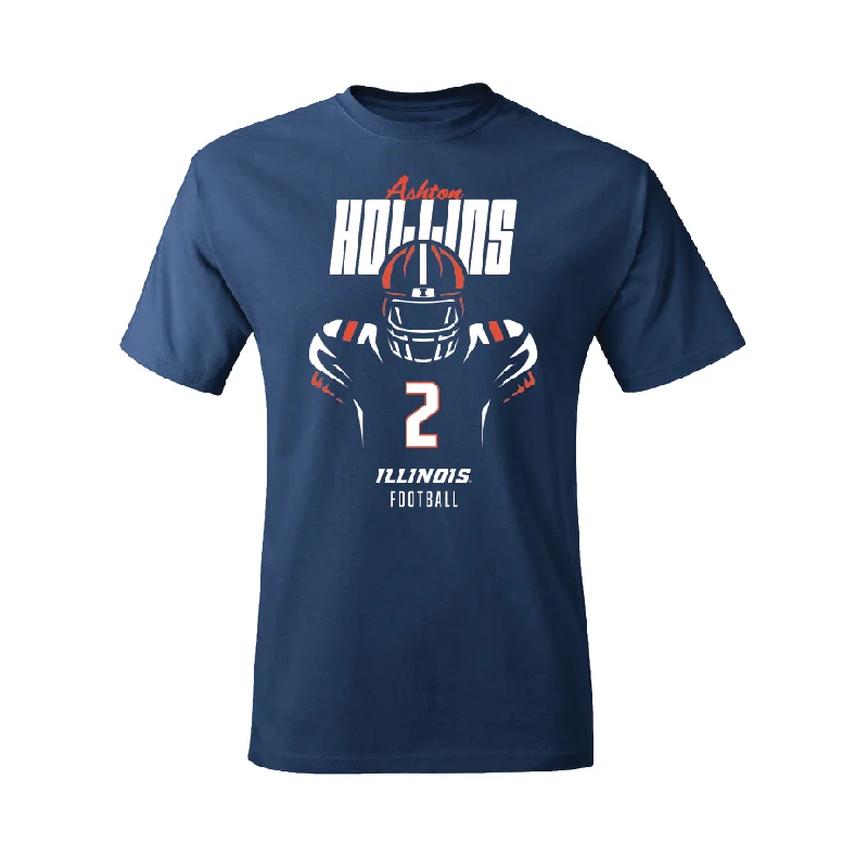 Football Jersey for Comfortable Fit for All Sizes-Navy Illinois Silhouette Tee    - Ashton Hollins