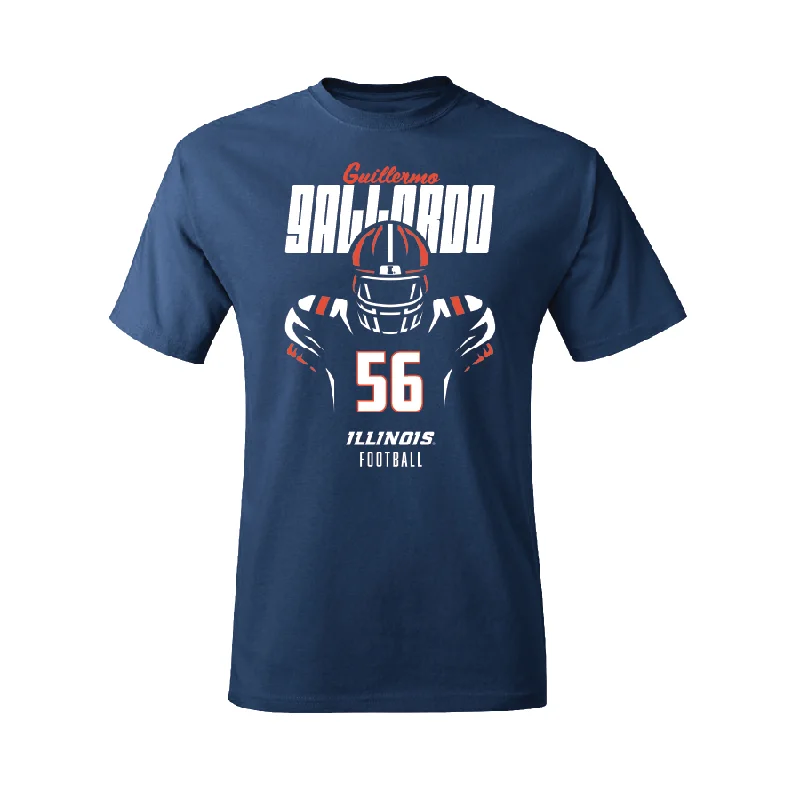 Football Jersey for Team Member Jerseys-Navy Illinois Silhouette Tee    - Guillermo Gallardo