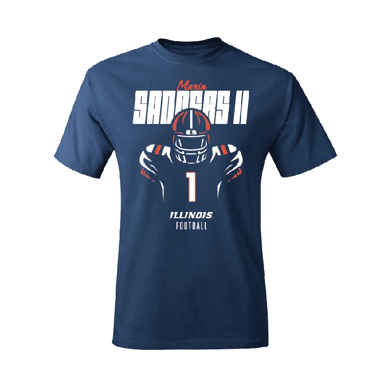 Football Jersey for Women-Navy Illinois Silhouette Tee  - Mario Sanders II