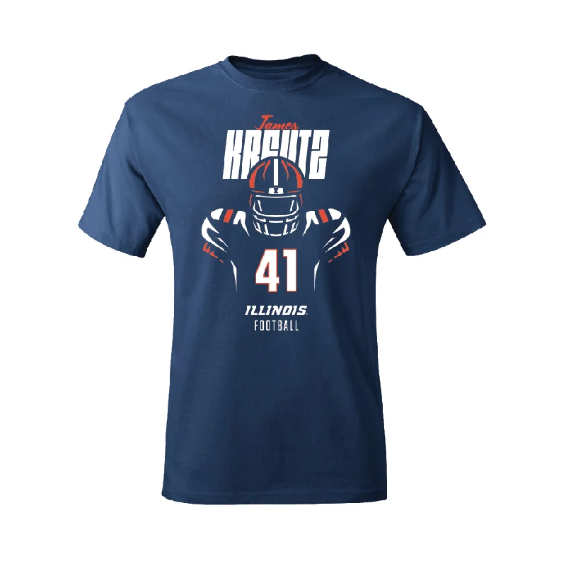 Football Jersey for Adjustable Fit-Navy Illinois Silhouette Tee    - James Kreutz