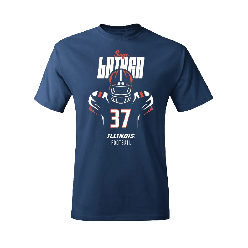 Football Jersey for Premium Custom Fan Apparel-Navy Illinois Silhouette Tee    - Sage Luther