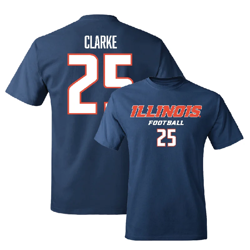 Football Jersey for Professional Custom Team Apparel-Navy Illinois Classic Tee   - Jaheim Clarke