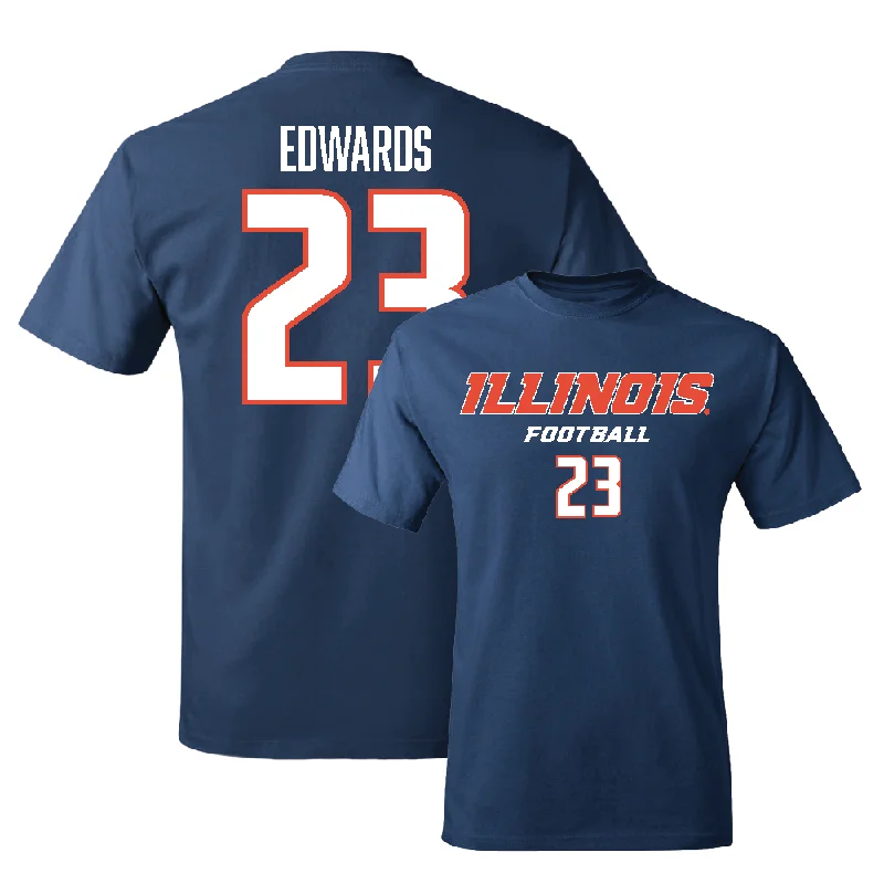 Football Jersey for Soft, Lightweight Custom Jerseys-Navy Illinois Classic Tee    - TeRah Edwards