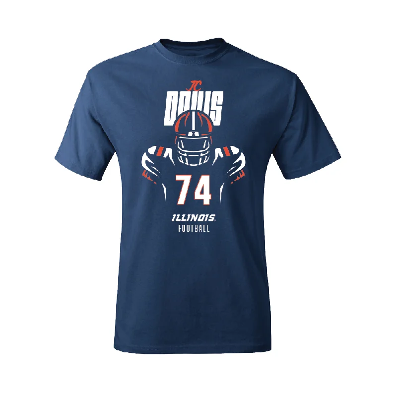 Football Jersey for Custom School Spirit Gear-Navy Illinois Silhouette Tee  - JC Davis