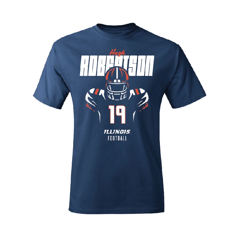 Football Jersey for Softball and Football Fan Gear-Navy Illinois Silhouette Tee  - Hugh Robertson