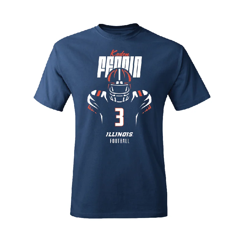 Football Jersey for Premium Custom Fan Wear-Navy Illinois Silhouette Tee  - Kaden Feagin