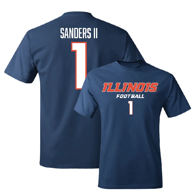 Football Jersey for Durable, Stretchable Materials-Navy Illinois Classic Tee  - Mario Sanders II