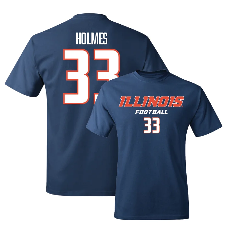 Football Jersey for Youth League Team Jerseys-Navy Illinois Classic Tee - Ezekiel Holmes #33