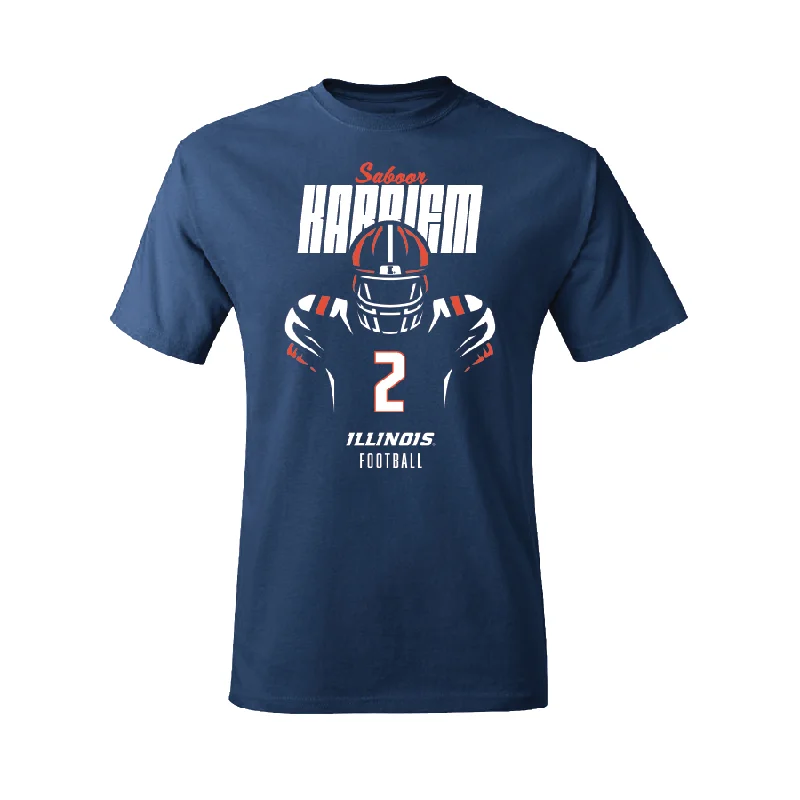 Football Jersey for Soft, Comfortable Sports Fit-Navy Illinois Silhouette Tee    - Saboor Karriem