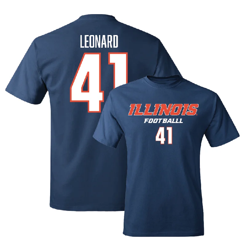 Football Jersey for Stylish Fan Gear for All Ages-Navy Illinois Classic Tee  - Clayton Leonard