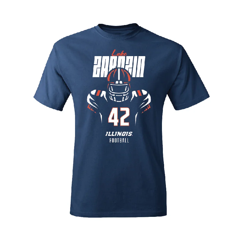 Football Jersey for Professional Sports Team Apparel-Navy Illinois Silhouette Tee    - Luke Zardzin