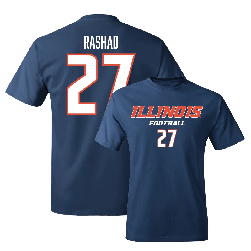 Football Jersey for Game Performance Apparel-Navy Illinois Classic Tee    - Corey Rashad