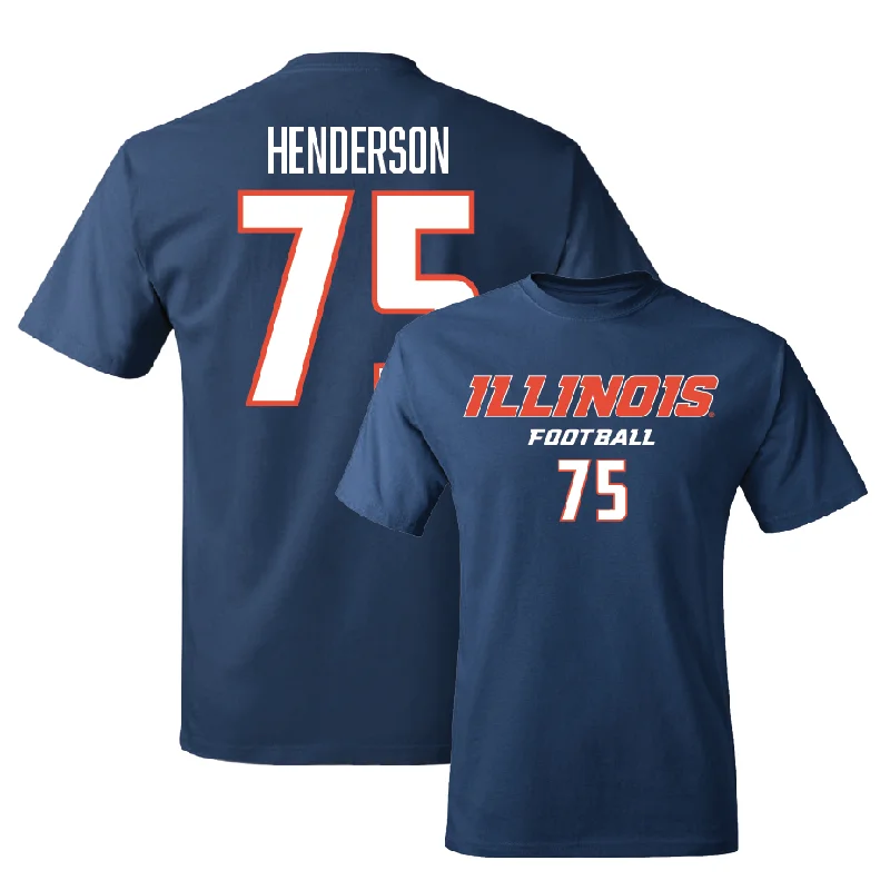 Football Jersey for Comfortable Everyday Wear-Navy Illinois Classic Tee    - Brandon Henderson