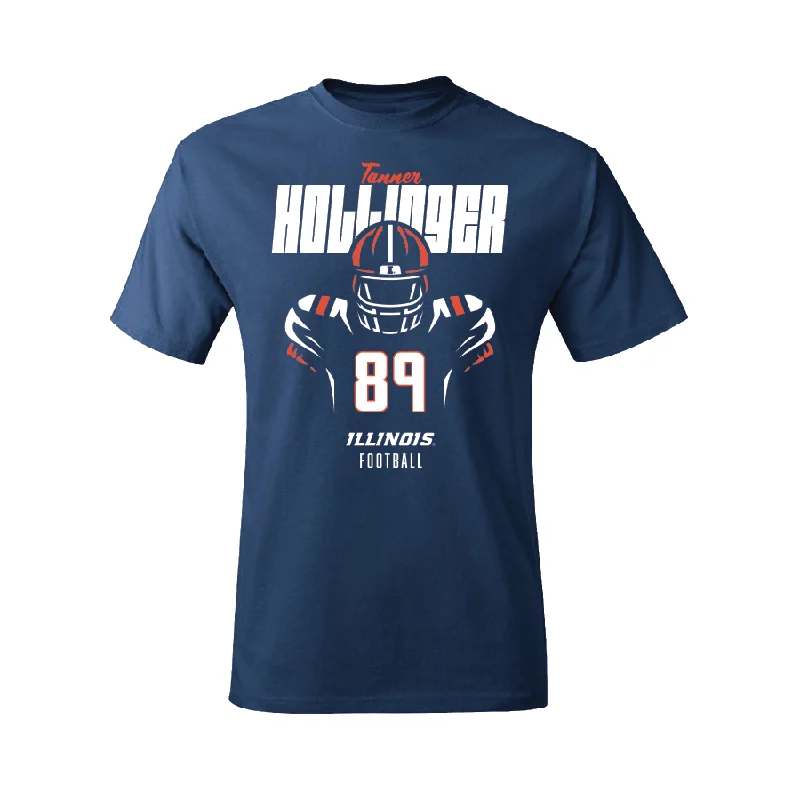 Football Jersey for Custom Team Wear and Branding-Navy Illinois Silhouette Tee    - Tanner Hollinger