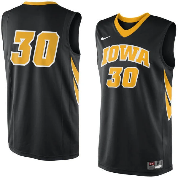 Basketball Jersey for Comfortable and Supportive Fit-Iowa Hawkeyes #30 Black Basketball College Basketball Jersey