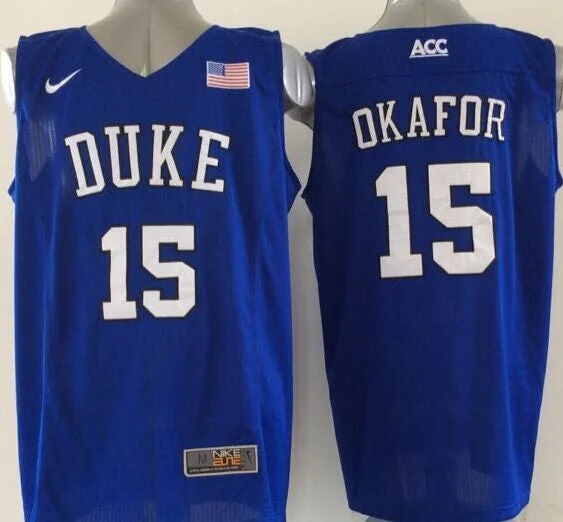 Basketball Jersey for Comfortable, Soft Design-Duke Blue Devils 15 Okafor Blue College Basketball Jersey