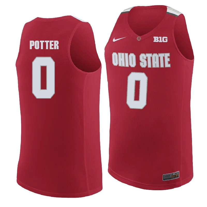 Basketball Jersey for Comfortable and Supportive Fit-Ohio State Buckeyes 0 Micah Potter Red College Basketball Basketball Jersey