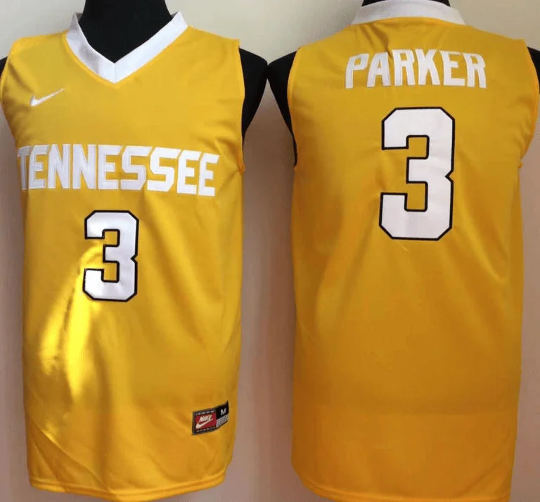 Basketball Jersey for Casual Game Day Apparel-Tennessee Volunteers 3 Candace Parker Yellow College Basketball Basketball Jersey