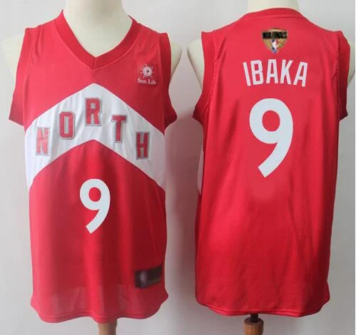 Basketball Jersey for Kids and Adults-Raptors 9 Serge Ibaka Red 2019 Finals Earned Edition Swingman Basketball Jersey