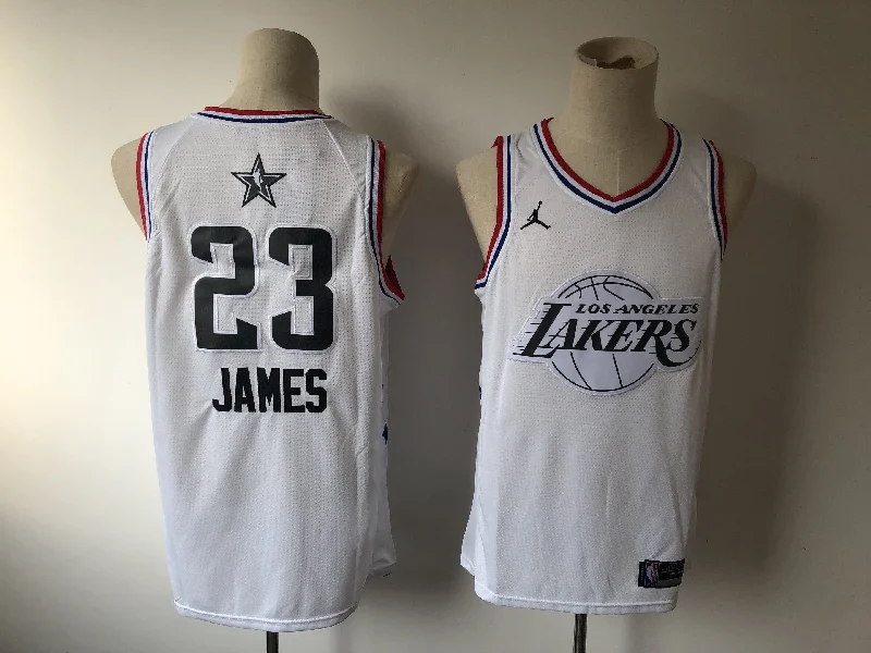 Basketball Jersey for All-Season Wear-Lakers 23 Lebron James White 2019 All-Star Game Jordan Brand Swingman Basketball Jersey(Without The Sponsor's Logo)