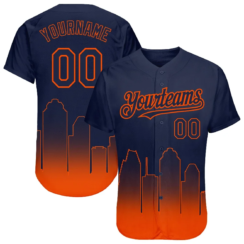 Baseball Jersey for Baseball Collection Apparel-Custom Navy Orange 3D Houston City Edition Fade Fashion Authentic Baseball Jersey