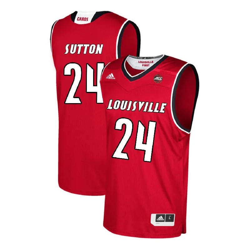 Basketball Jersey for Breathable Sports Fabric-Louisville Cardinals 24 Dwayne Sutton Red College Basketball Basketball Jersey