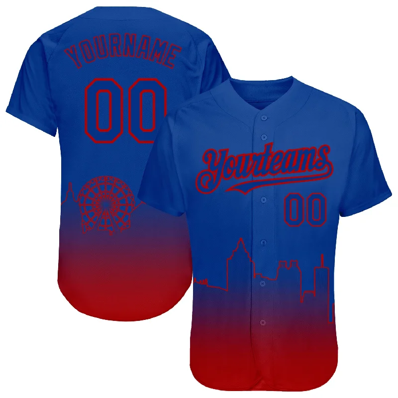 Baseball Jersey for Professional Baseball Merchandise-Custom Royal Red 3D Atlanta City Edition Fade Fashion Authentic Baseball Jersey