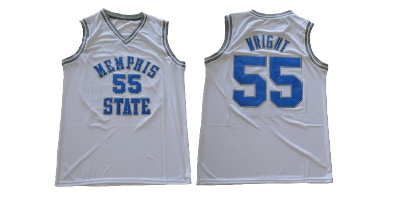 Basketball Jersey for Casual Game Day Apparel-Memphis Tigers 55 Lorenzen Wright White College Basketball Basketball Jersey