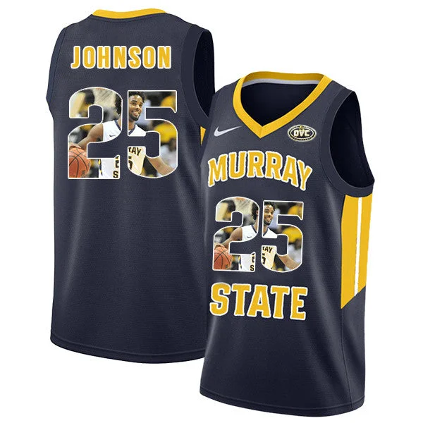 Basketball Jersey for Full Customization Options-Murray State Racers 25 Jalen Johnson Navy Fashion College Basketball Basketball Jersey