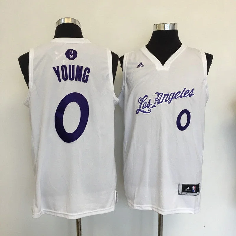 Basketball Jersey for Lightweight Design for All Ages-Lakers 0 Nick Young White 2016 Christmas Day Swingman Basketball Jersey