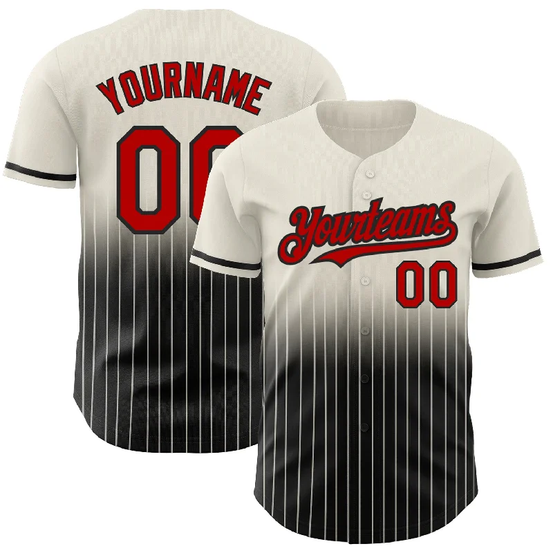 Baseball Jersey for Cool Fabric and Design-Custom Cream Pinstripe Red-Black Authentic Fade Fashion Baseball Jersey