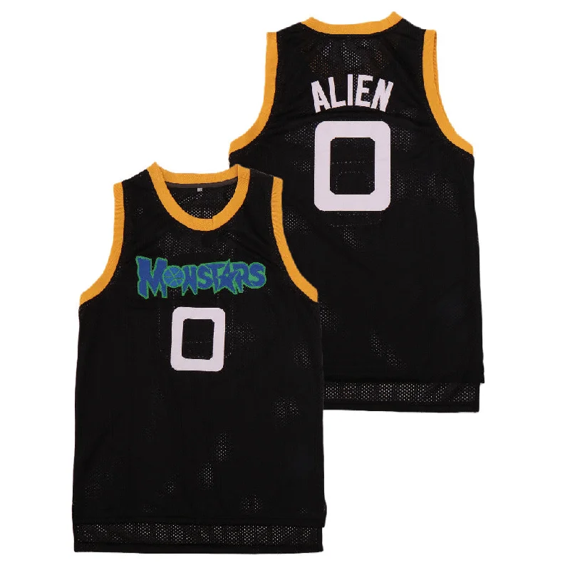 Basketball Jersey for Adjustable Size Options-Monstars 0 Alien Space Jam Movie Monsters Black Stitched Basketball Basketball Jersey