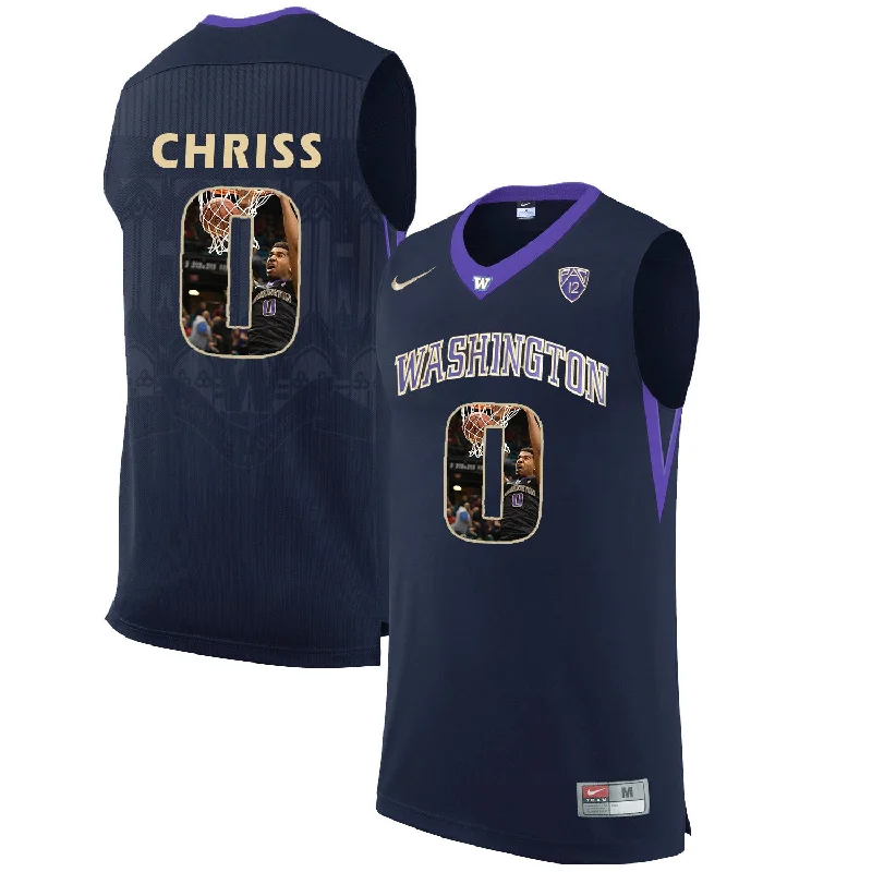 Basketball Jersey for Fan Gear and Apparel-Washington Huskies 0 Marquese Chriss Black With Portait College Basketball Basketball Jersey