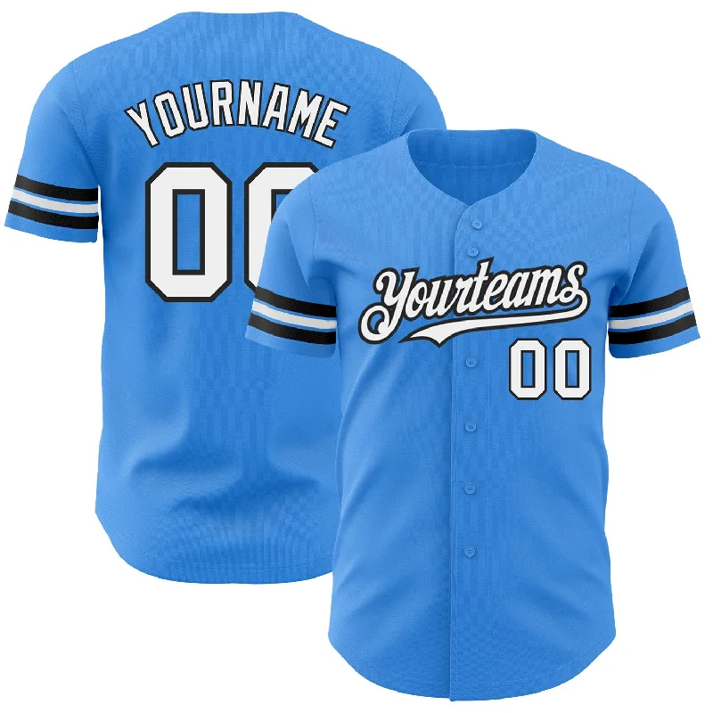 Baseball Jersey for All-Around Baseball Wear-Custom Electric Blue White-Black Authentic Baseball Jersey