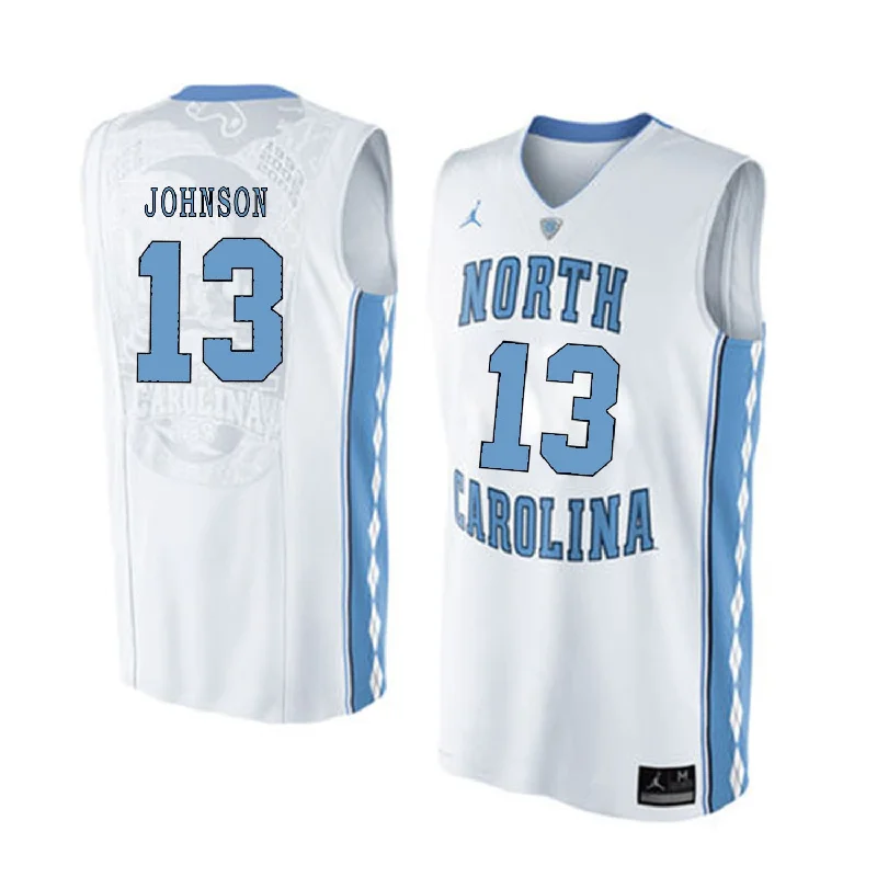 Personalized Basketball Jersey-North Carolina Tar Heels 13 Cameron Johnson White College Basketball Basketball Jersey