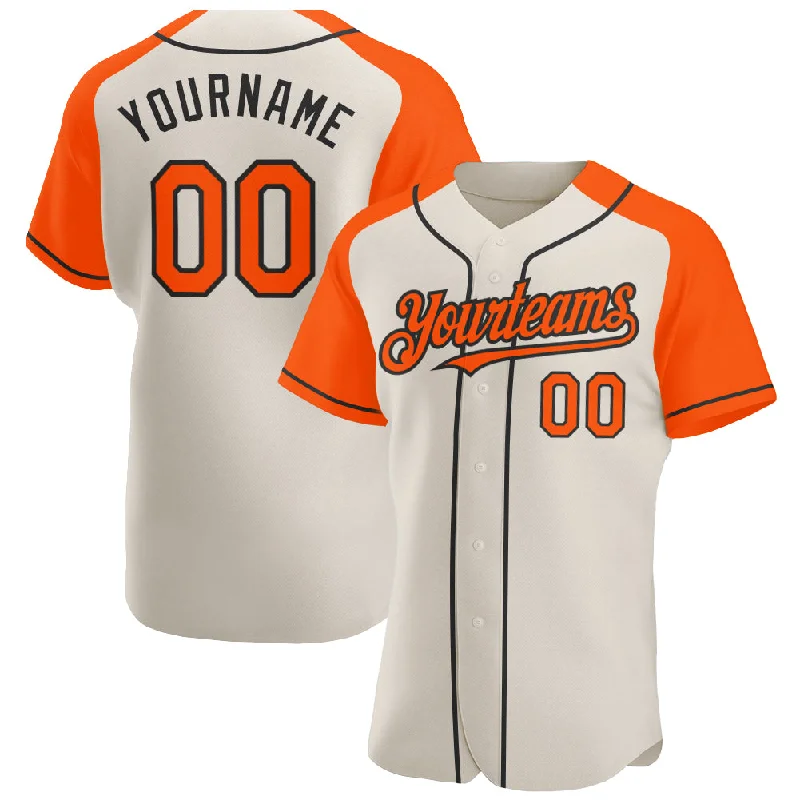 Baseball Jersey for Vintage Style-Custom Cream Orange-Black Authentic Raglan Sleeves Baseball Jersey