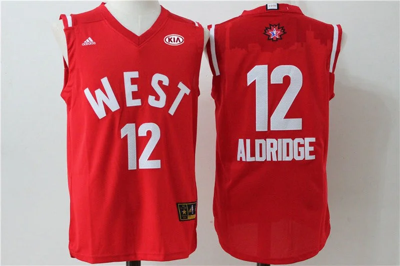 Basketball Jersey for Fan Support Apparel-Spurs 12 LaMarcus Aldridge Red 2016 All Star West Basketball Jersey