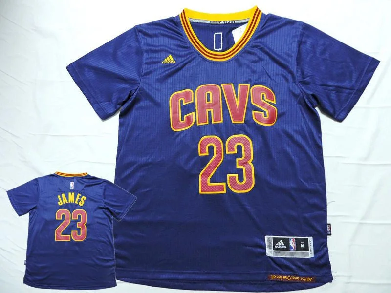 Basketball Jersey for Team Identification and Branding-Cavaliers 23 James Blue Short Sleeve 2014-15 Swingman Basketball Jersey