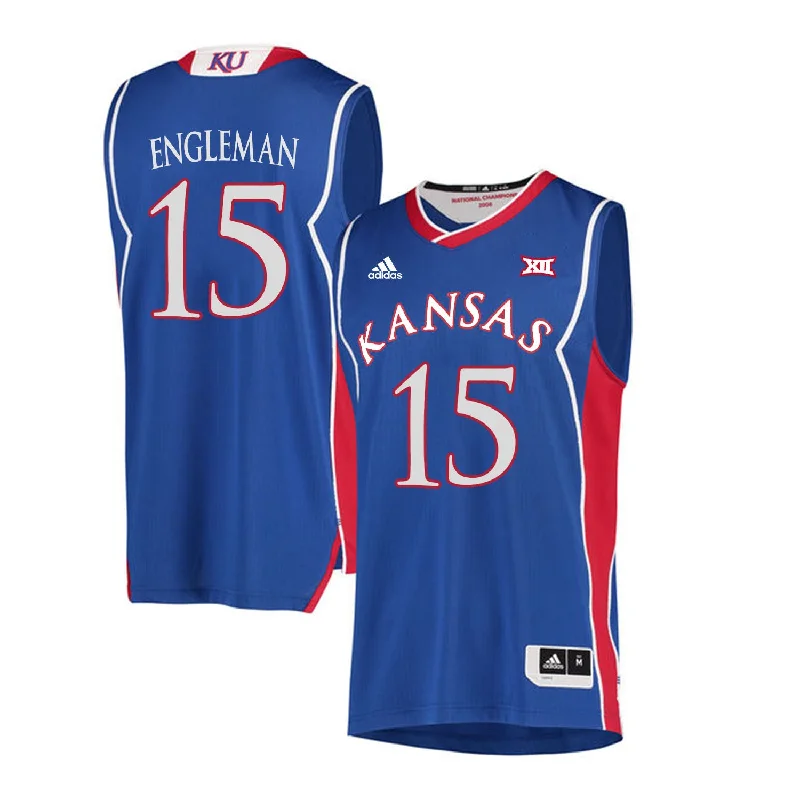 Basketball Jersey for Customized Player Numbers-Kansas Jayhawks 15 Howard Engleman Blue Throwback College Basketball Basketball Jersey