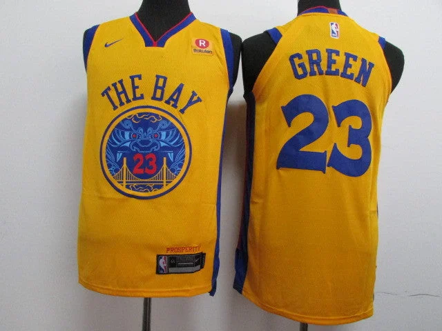 Basketball Jersey for Premium Fabric-Warriors 23 Draymond Green Gold City Edition Authentic Basketball Jersey