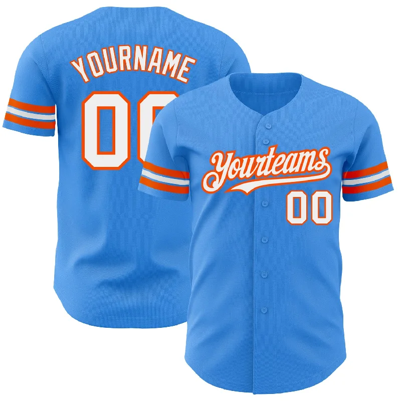 Baseball Jersey for Youth-Custom Electric Blue White-Orange Authentic Baseball Jersey